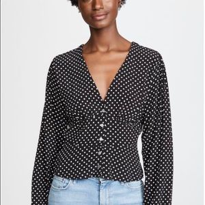 Free people polka dot blouse ruffle big sleeves
